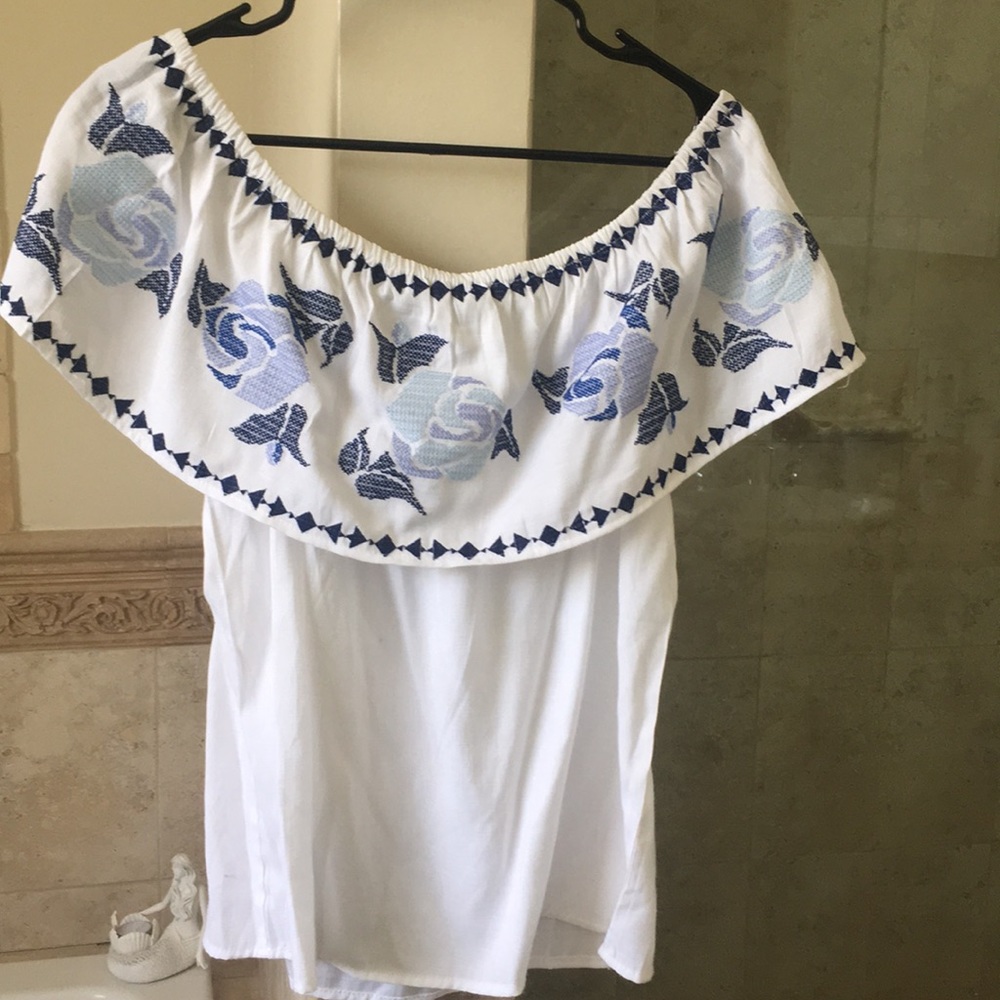 Off the shoulder embroidered top